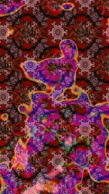 Kahverengi, kırmızı ve pembe renklerde çiçekler. Çiçek süslemeli çizim deseni. Raster illüstrasyonu.