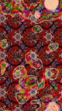 Renkli Bahar Teması eskiz kalıbı. Raster illüstrasyonundaki çiçek desenli çizim. Düz Çiçek Elementleri Tasarımı. Çiçekler kahverengi, kırmızı ve pembe renklerde.