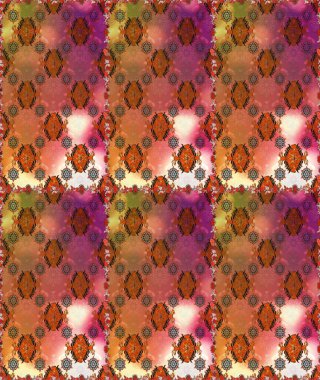 Renkli Yaz Temalı Kusursuz Arkaplan. Düz Çiçek Elementleri Tasarımı. Sevimli çiçek raster deseni. Kahverengi ve turuncu renkte çiçekler.