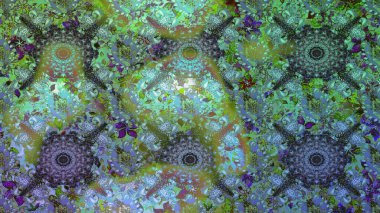 Yeşil ve mavi renkte çiçekler. Raster düz çiçekleri pürüzsüz desen. Tasarım hediye paketi, tebrik kartları, posterler ve afiş tasarımı.