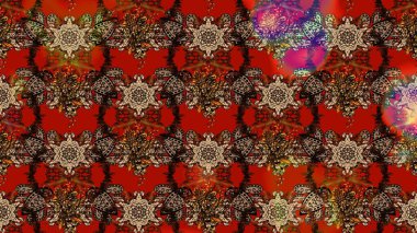 Çiçek buketleriyle klasik bir eskiz şekli. Renklerle. Raster illüstrasyonu.