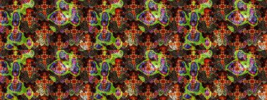 Raster illüstrasyonu. Kahverengi ve siyah renklerde. Kahverengi ve siyah renkler üzerinde kahverengi ve siyah papatyalar deseni.