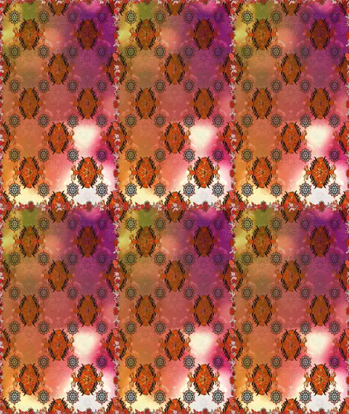 Renkli Yaz Temalı Kusursuz Arkaplan. Düz Çiçek Elementleri Tasarımı. Sevimli çiçek raster deseni. Kahverengi ve turuncu renkte çiçekler.