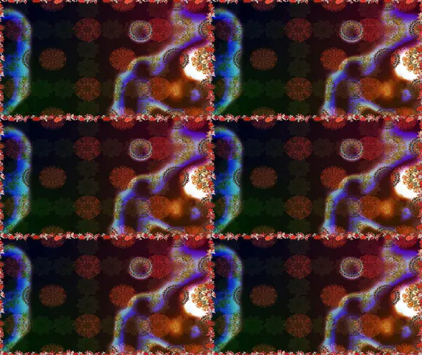 Kahverengi ve gri renklerde parlak çiçekli halı ile kusursuz desen.