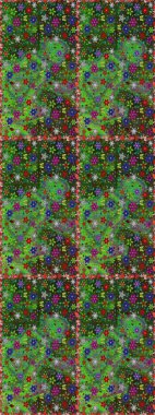 Düz Çiçek Elementleri Tasarım Raster illüstrasyonu. Çiçekli, suluboya desenli kusursuz çiçek deseni. Yeşil ve gri renkte çiçekler. Renkli Bahar Teması: Kusursuz Arkaplan.