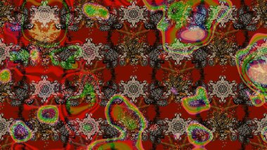 El çizimi. Kahverengi ve kırmızı renkte çiçekler. Çiçekli eskiz deseni. Suluboya çizimi.