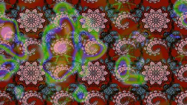 Çizim çiçek deseni duvar kâğıdı olarak kullanılabilir. Raster illüstrasyonu. Kahverengi ve yeşil renkte çiçekler.