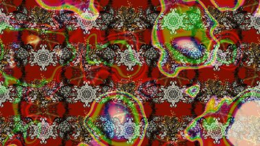 Kırmızı ve kahverengi renkte çiçekler. Tropik çiçekler. Gömlek çizimi Arkaplan Deseni.