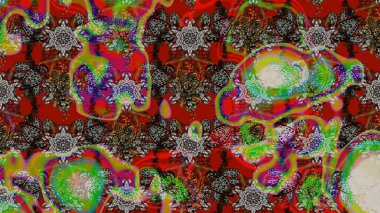 Sevimli çiçek raster deseni. Düz Çiçek Elementleri Tasarımı. Gri ve kırmızı renkte çiçekler. Renkli Bahar Teması çizim şablonu.