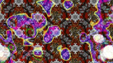 Parlak renkli çiçekleri ve gri ve kahverengi renkte yaprakları olan harika bir çiçek deseni. Modern çiçek arkaplanı. Moda baskıları için zarif bir şablon. Halk stili.