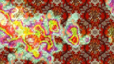 Raster illüstrasyonundaki çiçek desenli çizim. Kahverengi ve kırmızı renkte çiçekler.