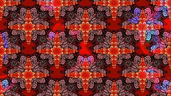 Raster illüstrasyonundaki çiçek desenli çizim. Suluboya tarzında kırmızı ve kahverengi renkte çiçekler.