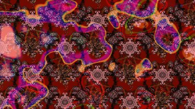 Raster illüstrasyonundaki çiçek desenli çizim. Güzel kumaş deseni. Düz Çiçek Elementleri Tasarımı. Renkli Bahar Teması çizim şablonu.