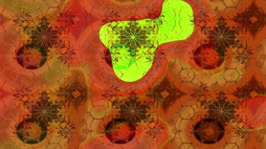 Raster floral pattern in doodle style with flowers. Flowers on brown and orange colors. Gentle, tender floral background.