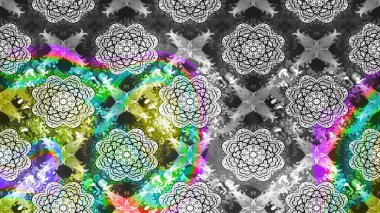 Raster. Gri renkli güzel çiçekli çizim deseni, suluboya çiçek deseni, duvar kağıdı, kart veya kumaş için fayanslı..