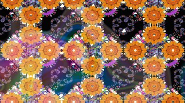 Çiçek deseni. Düz Çiçek Elementleri Tasarımı. Raster güzel kumaş deseni çiziyor. Renkli Bahar Teması çizim şablonu.