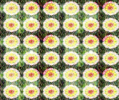 Renkli Bahar Teması eskiz kalıbı. Raster illüstrasyonu. Düz Çiçek Elementleri Tasarımı. Çiçekli çiçek deseni, suluboya. Yeşil renkte çiçekler.