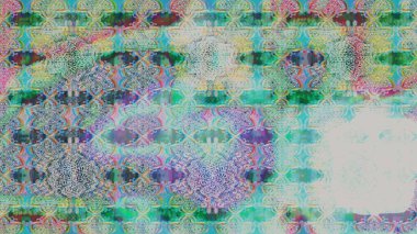 Renkli desenli eskiz deseni, mavi çiçekler ve dekoratif elementlerle. Eskiz geçmişi. Eski usul. Raster illüstrasyonu. Kumaş, tekstil ve duvar kağıdı baskısı için..