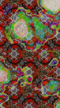 Renkli Bahar Teması eskiz kalıbı. Raster illüstrasyonundaki çiçek desenli çizim. Güzel kumaş deseni. Düz Çiçek Elementleri Tasarımı.