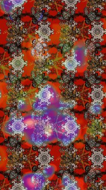 Nazik romantik baskı. Bahar mevsimi. Tatil havası. Çiçekler kahverengi, kırmızı ve gri renklerde. Raster güzel bir çiçek deseni çiziyor..