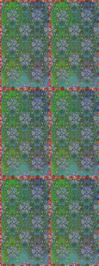 Raster illüstrasyonunda kusursuz çiçek deseni. Yeşil ve mavi renkte çiçekler.