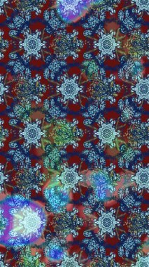 Çiçekli karalama şeklinde Raster çiçek deseni. Mavi, kırmızı ve nötr renklerde çiçekler. Nazik, narin çiçek arkaplanı.