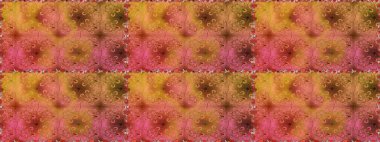 Çiçeklerle suluboya desenli çiçek deseni. Turuncu ve kahverengi renkli güzel bir tekstil. Raster illüstrasyonu.