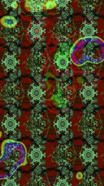 Çiçekli çiçek deseni, suluboya. Süslü kumaş deseni. Raster deseni.