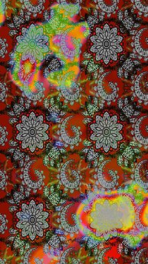 Kumaş, tekstil, duvar kağıdı baskısı için. Eski usul. Eskiz geçmişi. Tomurcukları papatya çiçekleri olan sevimli bir çiçek deseni. Raster illüstrasyonu. Miles Fleur, dandik süs.