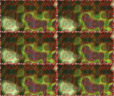 Kahverengi ve yeşil renklerde. Raster illüstrasyonu. 3D çiçekler, pürüzsüz.