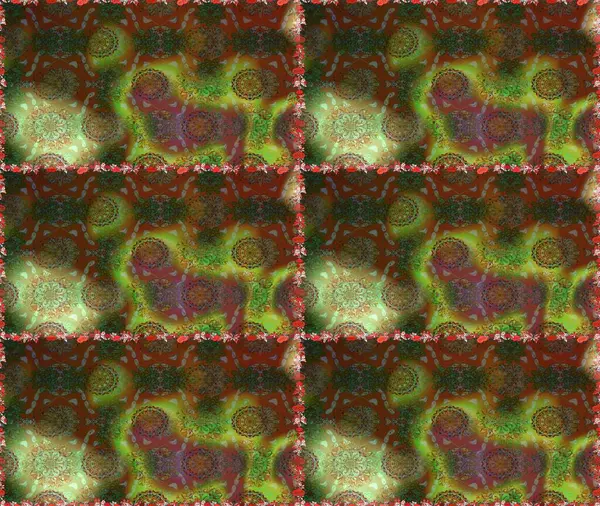 Kahverengi ve yeşil renklerde. Raster illüstrasyonu. 3D çiçekler, pürüzsüz.