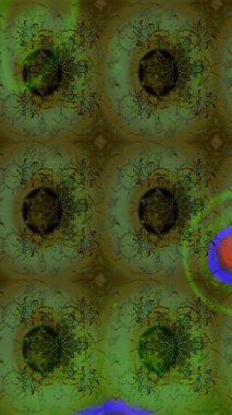 Çiçeksel çizim kalıbının yansıması. Vadinin çiçekleri yeşil ve gri renklerde.