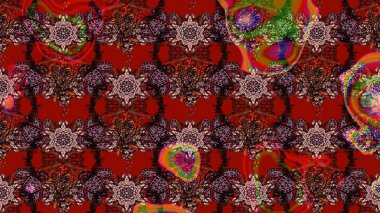 Tekstil, kumaş, ambalaj, hatıra defteri için hoş bir çiçek arkaplanı. Çocuksu tasarım. Elle çizilmiş çiçek desenli Raster çizimi. Arkaplanda.