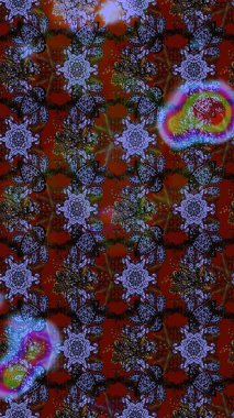 Raster illüstrasyonu. Renklere karalamalar çizilmiş çiçek deseni.