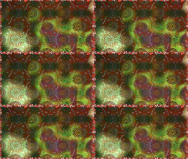 Kahverengi ve yeşil renklerde. Raster illüstrasyonu. 3D çiçekler, pürüzsüz.