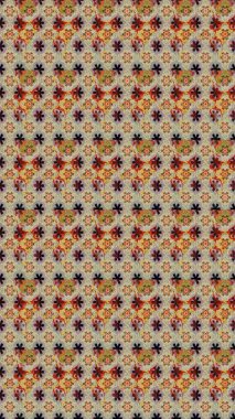 Renkli Bahar Teması eskiz kalıbı. Düz Çiçek Elementleri Tasarımı. Bej renkli çiçekler. Sevimli çiçek raster deseni.