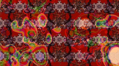 Kırmızı ve kahverengi renkte çiçekler. Raster illüstrasyonunda çiçek deseni çizimi.