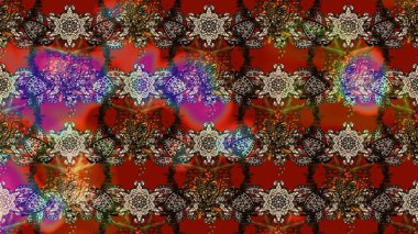 Kahverengi ve kırmızı renklerde bahar çiçekleri. Yaprak ve çiçeklerin suluboya resmi, kahverengi ve kırmızı renklerin çizim şekli. Raster illüstrasyonu.