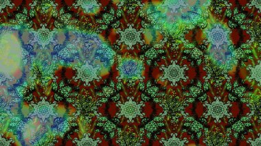 Suluboya çizim kalıbı. Çiçek izi. Suluboya tarzında yeşil ve kahverengi renkte çiçekler.