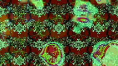 Bahar mevsimi. Yeşil ve kahverengi renkli çiçekler. Raster güzel bir çiçek deseni çizmiş. Tatil havası. Nazik romantik baskı.