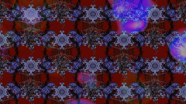 Suluboya elle çizilmiş çiçek desenli eskiz deseni. Parlak renkli fantezi çiçekleri, yapraklar, kırmızı ve mor renkli tomurcuklar ve kırmızı ve mor.