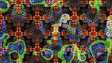 Küçük çiçekteki sevimli çiçek deseni. Varicolobrown ve siyah raster çizimi. Birçok kahverengi ve siyah soyut çiçekli tropikal çizim deseni.