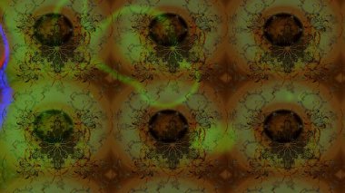 El çizimi. Çiçekli eskiz deseni. Suluboya çizimi. Kahverengi ve yeşil renkte çiçekler.