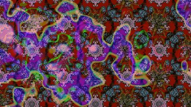 Yumuşak, bahar çiçekli arka plan. Çiçekli karalama şeklinde Raster çiçek deseni. Kahverengi ve kırmızı renkte çiçekler.