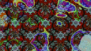 Renkli Bahar Teması eskiz kalıbı. Kahverengi ve kırmızı renkli şirin çiçek desenleri. Düz Çiçek Elementleri Tasarımı. Raster Modaya uygun kumaş deseni.