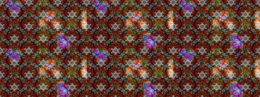 Kahverengi ve gri renkte etnik çiçeklerle süslenmiş zarif bir eskiz deseni. Raster Çiçek İllüstrasyon Şirin Tekstil.