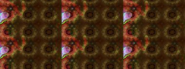 Raster illüstrasyonundaki çiçek desenli çizim. Kahverengi ve gri renkte çiçekler.