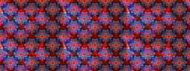 Raster illüstrasyonundaki çiçek desenli çizim. Kırmızı ve mor renkte çiçekler. Renkli Bahar Teması eskiz kalıbı. Düz Çiçek Elementleri Tasarımı.