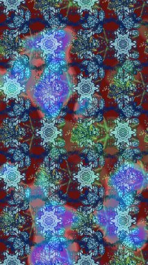 Çiçek deseni. Mavi ve nötr renkler üzerine çiçek çizimi. Mavi ve nötr renklerde çiçekler. Şatafatlı bahar bahçesi dokusu. Raster illüstrasyonu.