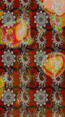 Kahverengi ve gri renkli çiçekler. Raster Illustrasyon 'daki Çiçek Deseni' nin son moda çizimi. Renkli Yaz Temalı eskiz kalıbı. Düz Çiçek Elementleri Tasarımı.